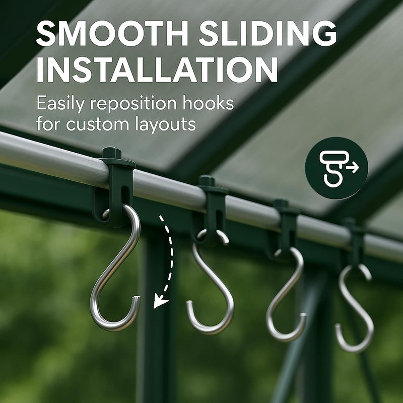 Plant Hook Set for Greenhouse - 50 Running Hooks &