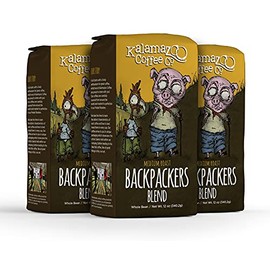 KALAMAZOO COFFEE COMPANY Backpackers Blend Whole Bean Coffee - Medium Roast | 12oz Bag (3 Pack)
