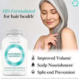 Women's Balance Hair Growth Supplements, Ages 45 and Up, Customer Proven for Visibly Thicker Hair and Scalp Coverage, Soy-Free, Made with 26 Ingredients Including Beta Carotenes - 2 Month Supply