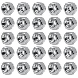 25 Pack 1/4"-20 Lock Nuts,304 (A2-70) Stainless Steel Nylon Insert Locknuts Standard Inch Thread Nylock Nuts for Hardware, Machinery, Automotive, Furniture Repair