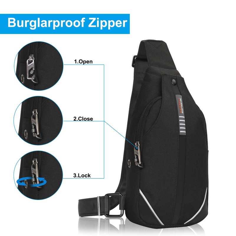 Waterfly Small Crossbody Sling Backpack Anti-Theft Backpack Zippered for Traveling