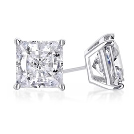 Paris Jewelry® 18k White Gold 1 Ct Created White Sapphire Princess Cut Plated Stud Earrings