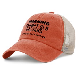 Philysonic Dad Hat Warning Grumpys Old Bastards Approachs Hat Trucker Hat Men Trendy Mesh Cap for Summer Saffron