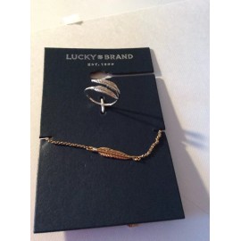 Lucky Brand G Small Leaves Ring And Bracelet Size 7 A 428