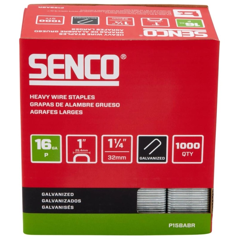 Senco P15BABR 1-1/4" 16 Gauge 1" Crown Heavy Wire Staples,