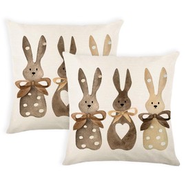 MAZSHTTD Easter Pillow Covers Bunny Throw Pillow Covers 18 x 18 Inch Set of 2 Easter Decoration Rabbit Cushion Case for Bedroom Sofa Couch Easter Holiday Festivals Home Decor White