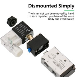 Wengart Pneumatic Solenoid Valve with 2 Position 5 Way,4V210-08,DC24V/DIN Socket,2position 5way,1/4" PT,Single Coil Pilot-Operated Electric,Work for Quick and Reliable Cylinder Reversing