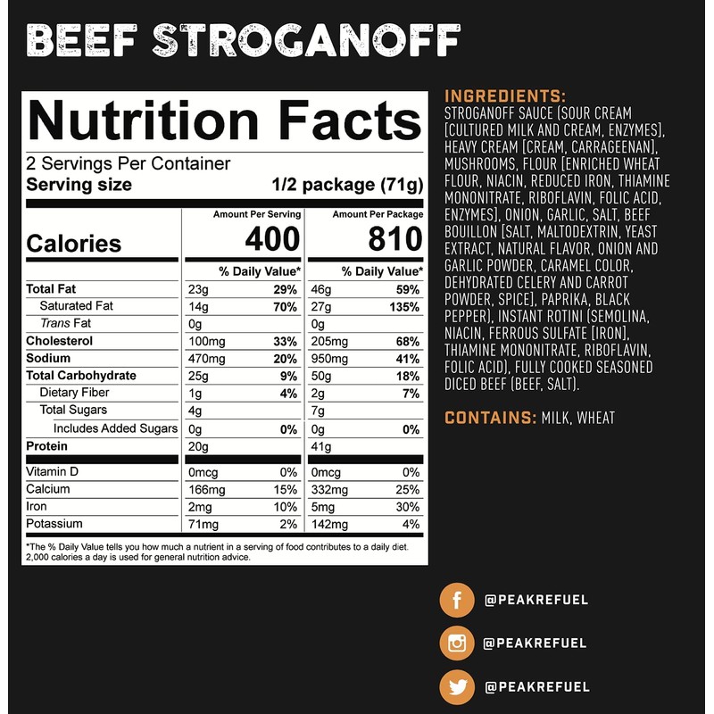Peak Refuel Beef Stroganoff | Freeze Dried Backpacking and Camping