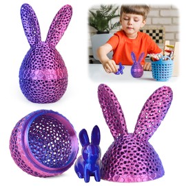 xinrongda 3D Printed Fidget Toy, Easter Bunny Fidget Toys, 3D Printed Easter Eggs with Bunny Inside, Autism Toys Egg Toy for Anxiety Relief, Flexible Joints Bunny Easter Egg Gift For Kids