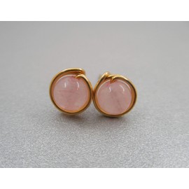 Stud Earrings Gemstone Rose Quartz Gold-Pl