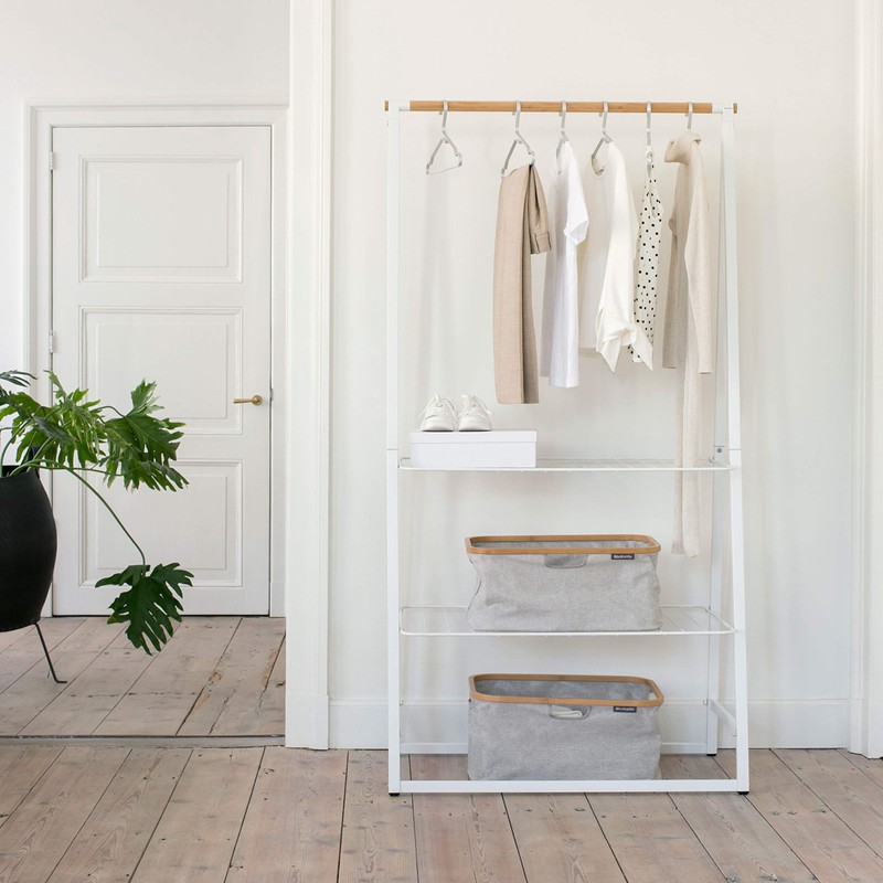 Brabantia Linn Clothes Rail with Shelves, Large, White,118265