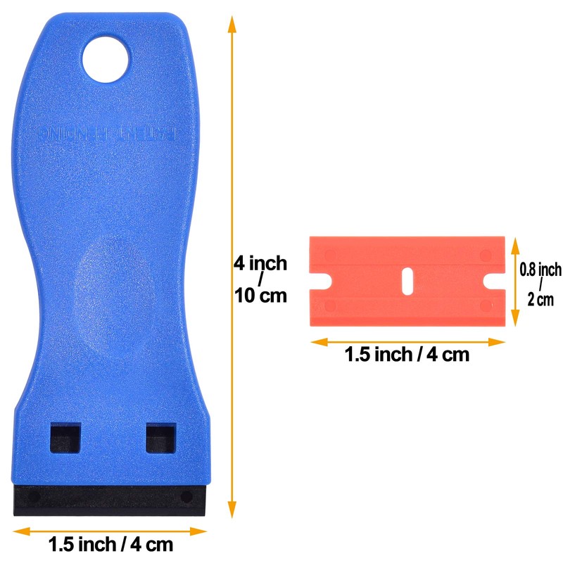 2pcs 1.5” Plastic Razor Scraper with Comfort Handle, Multipurpose Double