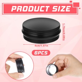 6Pack 0.5oz Aluminum Tin Jar Leak Mini Proof Refillable Bottle Salve Tins Screw Lid Metal Storage Tins Containers Aluminum Tin Can Jar Containers for Spice Salve Powder Candies