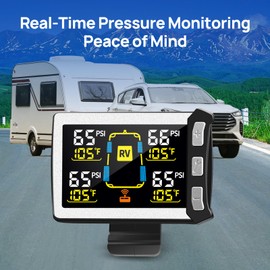 Masoll RV/Trailer Tire Pressure Monitoring System, Tire Pressure Monitor with Color LCD Display, TPMS with 6 Sensors for Travel Trailer/5th Wheel/Camper, 0-87PSI with 120ft Transmission Distance
