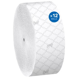 Scott Professional Coreless High-Capacity Jumbo Roll Bulk Toilet Paper (07006), 2-Ply, Elevated Design, White (12 Rolls at 1,150' Each, 13,800'/Case)