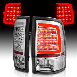 AmeriLite for 2009-2018 Dodge Ram 1500 2500 3500 Truck C-Type LED Bar Chrome Replacement Tail Light Assembly Set - Passenger and Driver Side