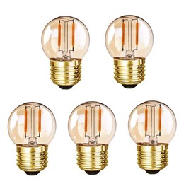 Lxcom Lighting Dimmable 1W G40/G14 Edison LED Filament Globe Light Bulbs(5 Pack)- E26/E27 Base Antique Filament Bulbs Warm White 2200K 8W Equivalent Vintage String Lights,AC110V-130V