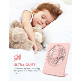 Zuvas Desk Fan Battery Operated Fan Rechargeable 180°Tilt Folding Personal Fan Ultra Quiet Small Portable Fan 3 Speed Adjustable Strong Wind USB Fan For Office Bedroom Home Desktop Camping