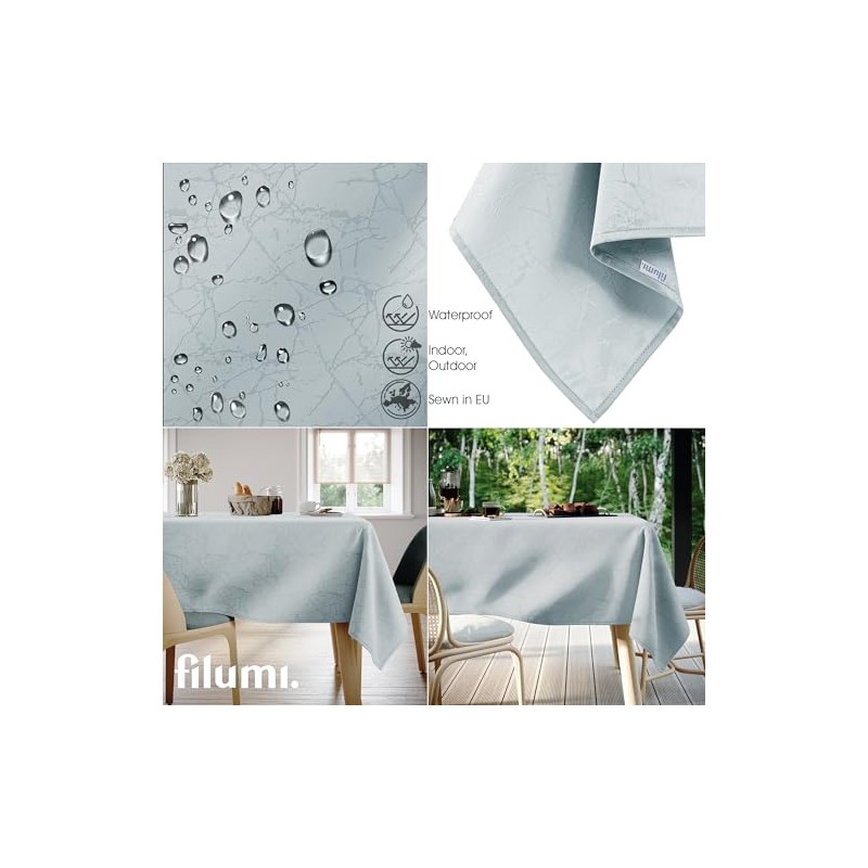 Filumi Tablecloth 100 x 100 cm Silver Washable for Indoor