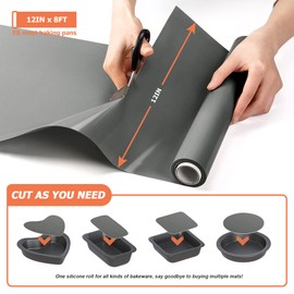 MMmat Silicone Baking Mat Roll - Best German Silicone - Non-Slip Silicone Pastry Mat, Non-Stick Reusable Air Fryer Linner, Counter Mat, Oven Liner, Freeze Dryer Mat - 12IN x 8FT