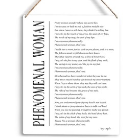 YCYD Inspirational Minimalist Decor Wall Art Phenomenal Woman Poem Wooden Hanging Sign Quotes Wall Art Minimalist Home Room Decor Feminist Decor Feminist Gifts Decoration 10x8 Inches