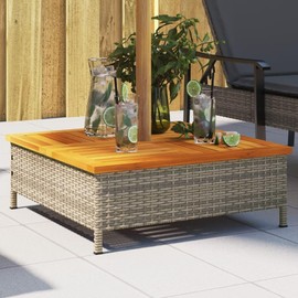 loibinfen Parasol Base Cover with Wood Top, Gray 27.6"x27.6"x9.8" Poly Rattan and Acacia,-74