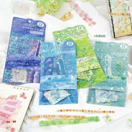 6 Pack Vintage Mesh Fabric Scrapbook Paper Journaling Stickers Assorted Set Scrapbooking Kit Material Paper Memo Junk Journal Supplies for Bullet Journaling Retro Crafts Planner Collage Card Album