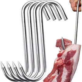 12 mm Heavy Duty Meat Hooks,10 in Stainless Steel Meat Hook, Meat Hooks for slaughter4pcs