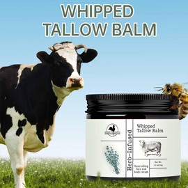 Bálsamo de Sebo de Res Batido Y Miel,Crema Facial con Acabado de Pasto de Animales Alimentados con Pasto,Bálsamo de sebo,Natural Moisturizer for Face & Body
