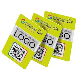 Google Review Cards Set of 3 with QR Code, NFC and Own Logo 85 x 55 mm Ideal Marketing Solution for Business