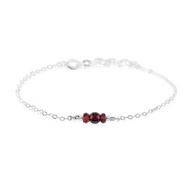 Dainty crystal garnet anklet in 925 sterling silver - 8" chain with 2" adjustable extender - January birthstone