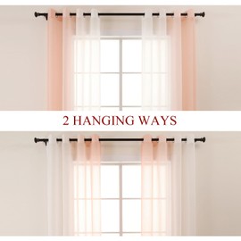 L.Z.E Curtain Pink White Colour Gradient, Transparent Curtains for Living Room, Bedroom, Girls' Room, 140 x 225 cm Long, Set of 2 Voile Curtains with Eyelets, Eyelet Curtain, Decorative