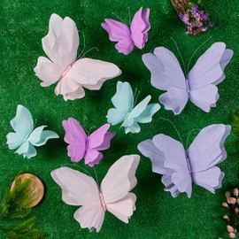 Homarkable Butterfly Decorations, 3D Butterfly Birthday Decorations, 8 Pcs Crepe Paper Hanging Decorations for Girls, Women, Flower Party Decorations for Spring Garden Party, Nursery Decor