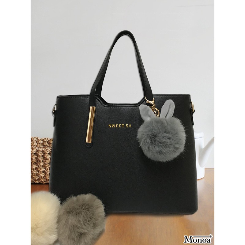 Monoa Women's Key Holder, Accessories, Cute, Rabbit Ears, Fake Fur