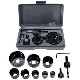 BTSHUB 11pcs Hole Saw Drill Bit Kit 3/4"(19mm) - 2-1/2" (64mm), with Carbon Steel Saw Blades, Mandrels, Drill Bit, Hex Key, Ideal for Soft Wood, Plywood, Drywall, PVC