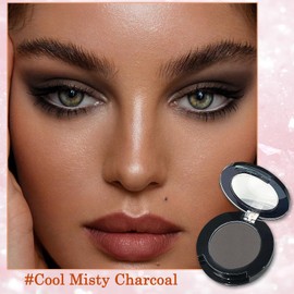 Matte Grey Eyeshadow – High Pigmented Cold Tone Single Shadow – Long-Lasting Waterproof & Sweatproof Eye Makeup Smooth & Blendable Formula for Smokey Looks (Cool Misty Charcoal)