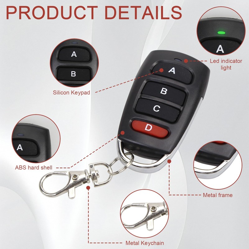 Universal Gate Remote Control 433MHz Multicode Duplicator with 4 Buttons