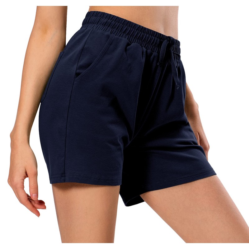 Ksmien Bermudas de algodón de punto para mujer con bolsillos