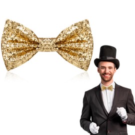 Heyu-Lotus Glitter Bow Tie Sparkling Sequin Bowtie & Adjustable Strap Buckle Shiny Glittering Pre-tied Bow tie for Men Bachelor Dance Hen Night Party Carnival Christmas Fancy Dress Stage Show
