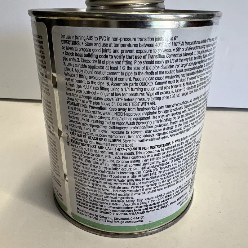 Oatey ABS to PVC Green Transition Cement 32 fl Oz