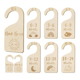 MEILIDY Wooden Baby Closet Dividers, Double Sided Baby Clothes Size Dividers Organizer for Newborn to 24 Months Nursery Baby Clothes Separators for Infant Toddler Girls and Boys - 7 Pcs