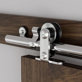 CCJH 4 FT Stainless Steel Sliding Door Hardware Kit, Top Mount Wooden Door Hardware for Single Door, Fit 24" Wide Door Panel, T Style