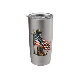 Patriotic American Flag and Military Boots Memorial Stainless Steel Insulated Tumbler