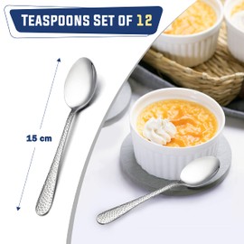Herogo Teaspoons Set of 12, 14 cm Stainless Steel Teaspoons, Coffee Spoon for Home, Kitchen, Restaurant, Ideal for Coffee, Tea, Dessert, Non-Toxic & Healthy, Rust Free & Dishwasher Safe (Silver)