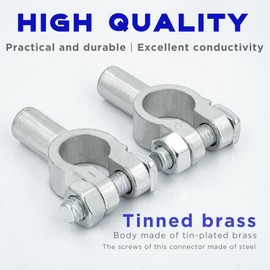 1 Pair Battery Terminal Connectors, for 2 Gauge Wire, Positive & Negative Top Post Battery Cable Ends Clamp Set, Battery Connectors by KeeRoarin