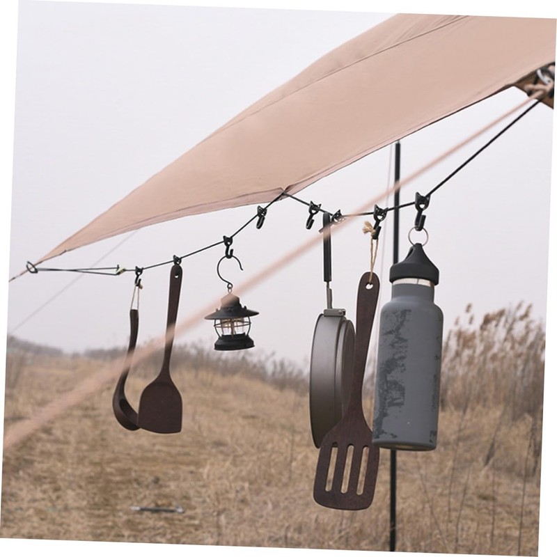 BIUDECO 1set Outdoor Camping Clothesline Strap Portable Multi-Function Drying Rope
