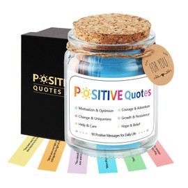 NStuiv Positive Jar with 90 Positive Quotes Adult Stress Relief Gifts Motivates You to Have Positive Every Day Christmas Graduation Self Care Anxiety Stress Relief Unique Health Wellness Gifts