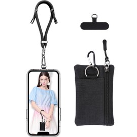 Phone Strap - 1 x Adjustable Wrist Strap,1 x Zipper Wallet Pouch,1 x Pad,Portable Pouch Wristlet Keychain Wristlet Wallet Coin Pocket for Women,Wrist lanyards for Keys,ID Badges and Most Smartphones