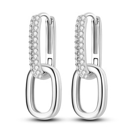 NARMO 925 Sterling Silver U Shaped Hoop Earrings for Women Double U Shaped Hoop Earrings