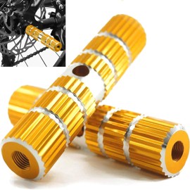 1 Pairs Aluminum Alloy Bike Pegs for Mountain Bike Cycling Stunt Pegs Fit 3/8 inch Axles Gold